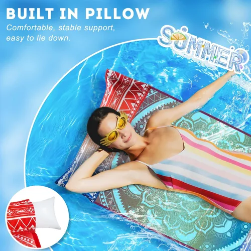Vista 3 de Silla flotante de piscina, paquete de 2 flotadores de piscina para adultos, 4 en 1, flotadores multiusos para piscina, juguetes flotadores