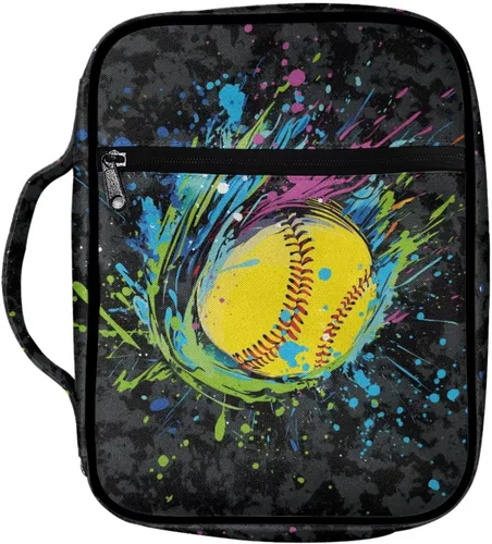 Vista 21 de Funda para la Biblia de Béisbol con Impresión de Agua y Fuego para Niños, Fundas Ligeras para la Biblia, Bolso de Mano para Estudio de la Biblia