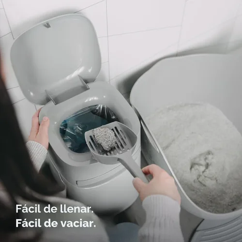 Vista 5 de Litter Genie Cubo Easy Roll con recarga fácil de enrollar, 24 bolsas 90% plástico reciclado - Diseño hermético - 8 días de arena para 1 gato