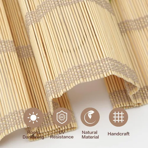 Vista 4 de Persianas romanas de bambú sin cordón, persianas opacas personalizadas, persianas de bambú natural tejidas para ventanas, puerta de vidrio