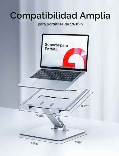 Vista 7 de Soporte ergonómico ajustable para computadora de escritorio, soporte plegable para computadora, atril de aluminio estable, soporte para portátil