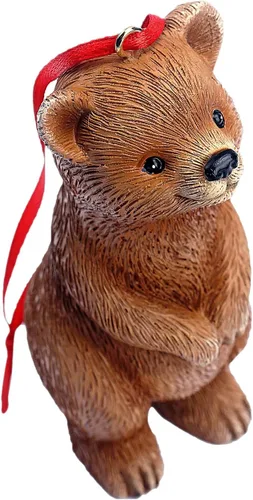 Vista 10 de Mini estatua de oso pequeño adorno de escultura colgante figura de animal regalo para árbol de Navidad, hogar, oficina, habitación, automóvil, Negro