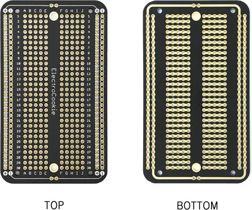 Vista 3 de ElectroCookie Placa de prototipo PCB soldable para electrónica de bricolaje, compatible con proyectos de soldadura Mini Arduino, chapado en oro