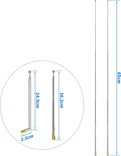 Vista 7 de Bingfu Antena telescópica de 25.6 in AM FM de 25.6 in, repuesto de antena de radio portátil (paquete de 2) compatible con radio portátil