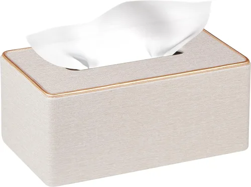 Vista 13 de Funda rectangular de cuero para caja de pañuelos, soporte de caja de pañuelos moderno rectangular para toallas de papel, dispensador de pañuelos