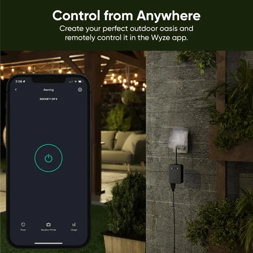 Vista 6 de Wyze Enchufe, enchufe inteligente WiFi de 2.4 GHz, compatible con Alexa, Google Assistant, IFTTT, no requiere concentrador, paquete de dos, blanco