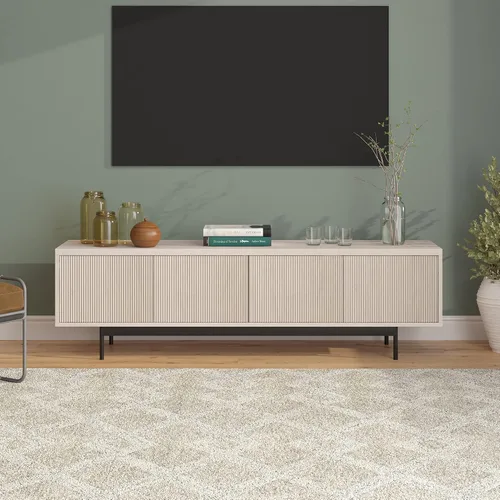 Vista 2 de Henn&Hart Whitman, soporte rectangular para TV de 70 pulgadas, color blanco aliso
