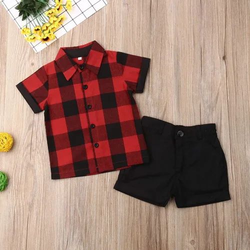 Vista 98 de Conjunto de camisa de manga corta con botones y pantalones cortos casuales con diseño de flamingo, para bebés y niños de 1 a 6 años, atuendos