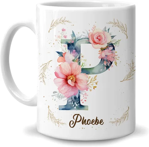 Vista 13 de Hyturtle Taza de café personalizada con inicial con nombre, monograma de cumpleaños, regalos de Navidad para niñas y mujeres, letra A del alfabeto