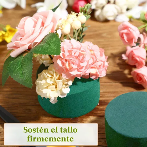 Vista 5 de 4 piezas de espuma floral redonda SUPKING 3.15" pequeños bloques de espuma verde para flores húmedas y secas floristería planta espuma para arreglos