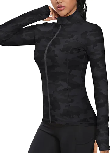 Vista 3 de GYM RAINBOW Chaqueta de entrenamiento para mujer con cremallera completa corte entallado ligera para atletismo correr deportes chamarra deportiva