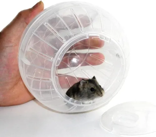 Vista 2 de Pelota de ejercicio de hámster silenciosa Bola de hámster transparente para ratas enanas, relieve del aburrimiento y aumenta la actividad