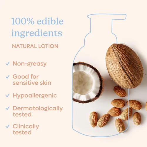 Vista 5 de Babyology Loción orgánica para bebés, ingredientes 100% comestibles, la crema hidratante natural para bebés recién nacidos, piel seca y sensible,