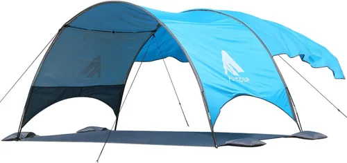 Vista 10 de Toldo para sombrilla de playa mejorado 2026 con protección UV UPF 50+, tienda de playa portátil para sol, ventilación de 360°, 4 bolsas de arena