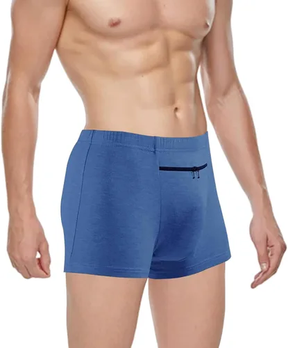 Vista 2 de Ropa interior de bolsillo para hombre con bolsillo frontal secreto, 2 paquetes (azul)