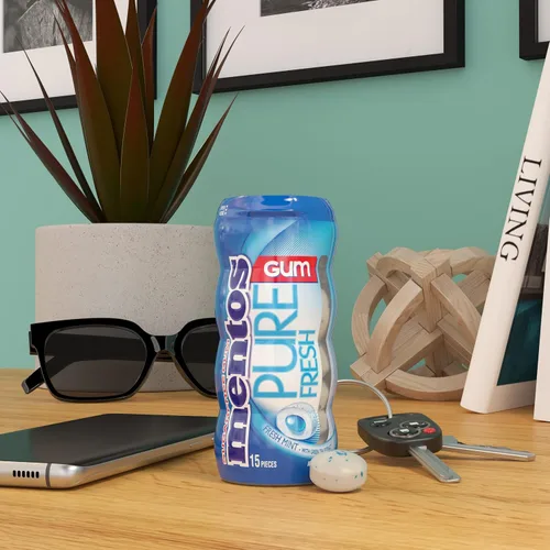 Vista 6 de Mentos Pure Fresh - Goma de mascar sin azúcar con xilitol, menta fresca, botella de 15 piezas (paquete a granel de 10)
