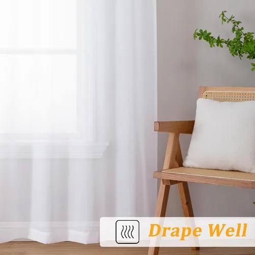 Vista 110 de Gwine Cortinas traslúcidas doradas de 96 pulgadas de largo, 2 paneles para Dorado