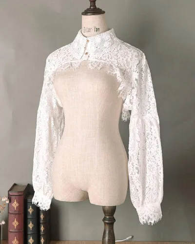 Vista 5 de Elegtiskas Blusa desmontable con cuello falso media camisa cuello redondo blusa corta