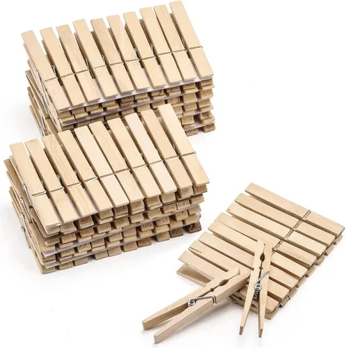 Vista 13 de 100 piezas de pinzas de madera para ropa de colores, pinzas para manualidades, pinzas para aulas de enseñanza de color, 7,37 cm, 20
