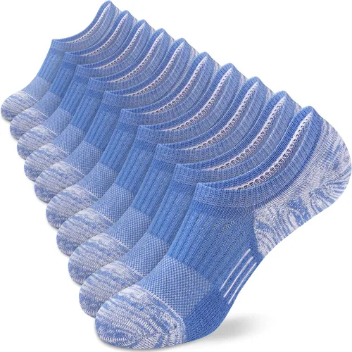 Vista 4 de Amutost - Calcetines invisibles deportivos para mujer con acolchado en el tobillo, corte bajo, 5-6 pares Beige Gris Blanco