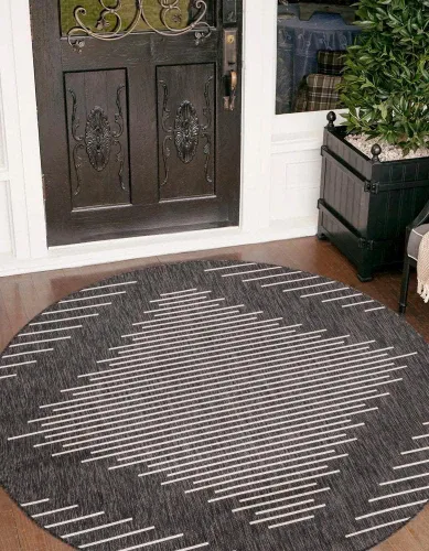Vista 13 de Unique Loom Outdoor Modern Collection - Alfombra rectangular de 2 x 3 pies 1 pulgada, color azul y marfil