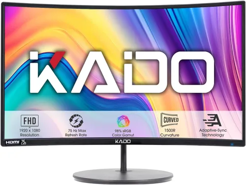 Vista 3 de Kado - Paquete de 2 monitores de computadora Dual 27" Curvo 1500R 1920x1080 75Hz FHD