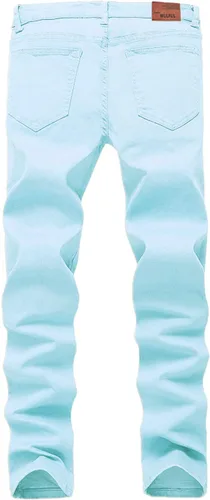 Vista 2 de WULFUL Pantalones de mezclilla ajustados y elásticos cómodos para hombre