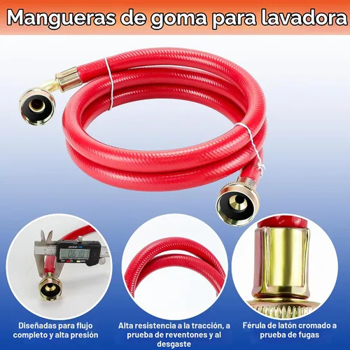 Vista 5 de 6 pies de mangueras premium de acero inoxidable para lavadora con codo de 90 grados, sin plomo, a prueba de explosiones, conexión NPT de 3/4