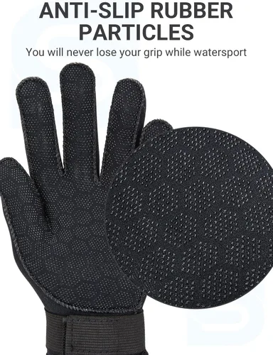 Vista 3 de Guantes de neopreno para niños de 0.118 pulgadas, guantes térmicos antideslizantes para natación, UV50+, mantienen el calor para bucear, kayak