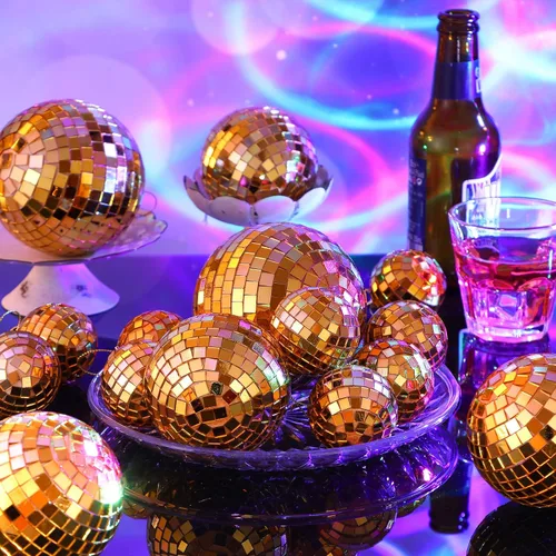 Vista 4 de 50 piezas de bolas de discoteca, bolas de discoteca reflectantes, decoraciones de bolas de discoteca colgantes, ornamento de bola de discoteca