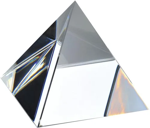 Vista 7 de Amlong Crystal Pirámide de cristal de 2,3 pulgadas en pirámide con soporte dorado