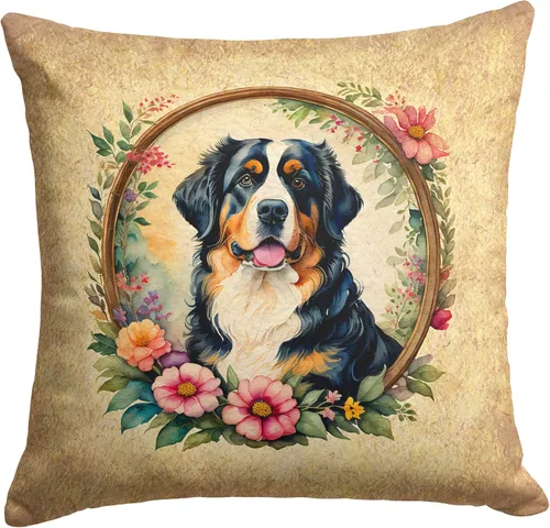 Vista 174 de Caroline's Treasures DAC2072PW1414 Affenpinscher and Flowers - Almohada decorativa de tela, lavable a máquina, para interiores y exteriores