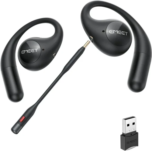 Vista 10 de EMEET Airflow Auriculares de oído abierto con micrófono, auriculares inalámbricos Bluetooth 5.3 con micrófono desmontable, cancelación de ruido ENC