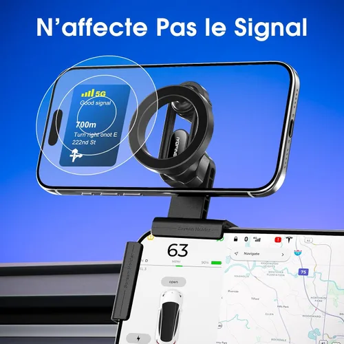 Vista 7 de Soporte para teléfono Tesla, sin necesidad de pegamento, para soporte de teléfono magnético MagSafe para salpicadero de coche para Tesla Model Y