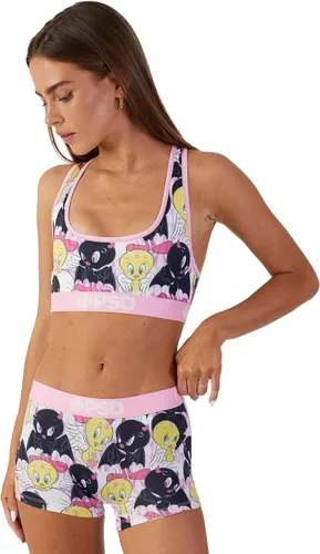 Vista 2 de PSD Looney Tunes - Brasier deportivo para mujer con espalda cruzada con tela de microfibra transpirable