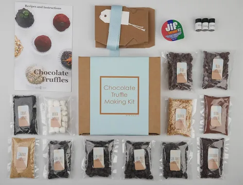 Vista 2 de Kit de fabricación de trufas de chocolate (idea de regalo, actividad de bricolaje, introducción fácil al arte de hacer chocolate). Diversión