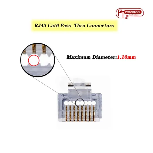 Vista 2 de Conectores de paso RJ45 Cat5 Cat6 8P8C Ehternet Enchufe de extremo modular (50 piezas)