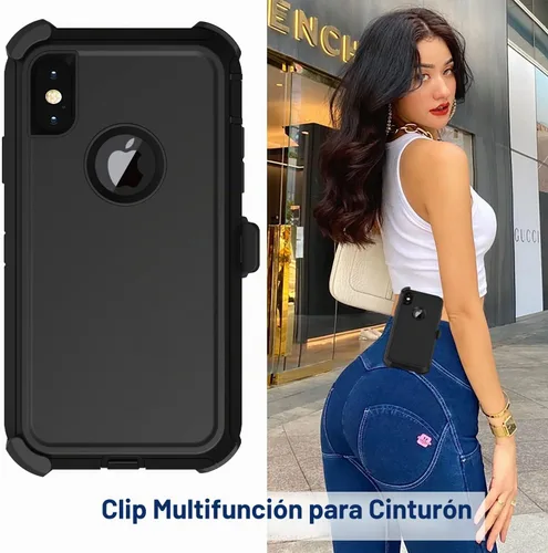 Vista 6 de Funda para iPhone X, iPhone Xs con funda de clip para cinturón, 2 protectores de pantalla, grado militar, a prueba de golpes, resistente, a prueba