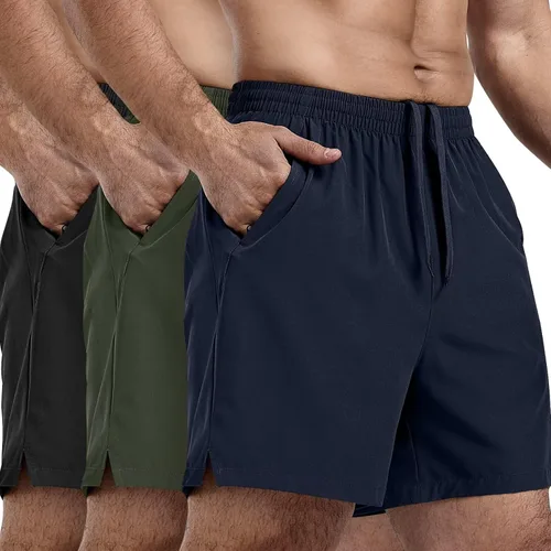 Vista 7 de 3 Pack Men's Athletic Running Shorts 5 Inch,Quick Dry Gym Workout Shorts with Zip Pockets