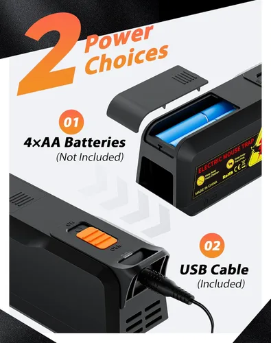Vista 4 de Trampa eléctrica para ratones para uso en interiores, exterminador de ratones humano con indicador LED, trampa electrónica para ratones