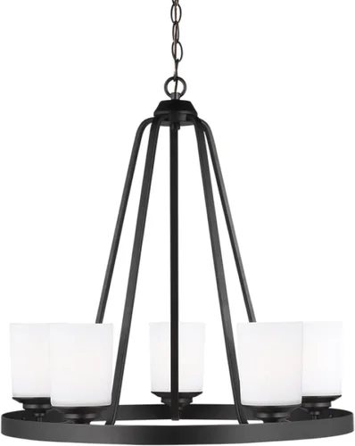 Vista 12 de Sea Gull Generation Lighting 3130709-112 Lámpara de araña de nueve luces Negro (Midnight Black)