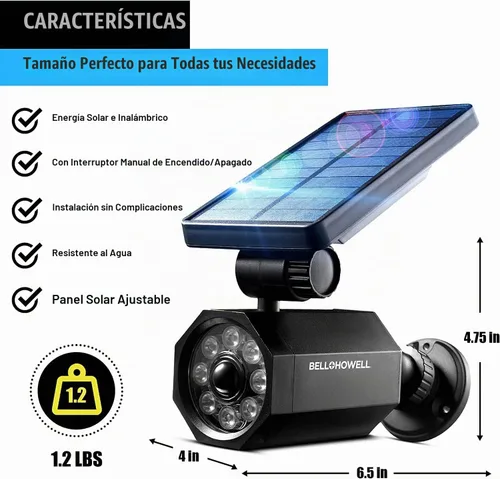 Vista 3 de Bell+Howell Bionic Spotlight - Luces solares LED originales para exteriores con sensor de movimiento, luces solares súper brillantes