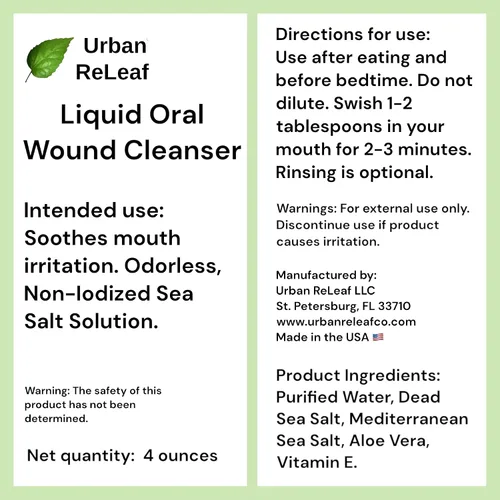 Vista 5 de Urban ReLeaf Limpiador líquido oral para heridas. Alivia la irritación. Velocidad de curación. Remojo de sal marina 100% natural. 4 onzas, listo
