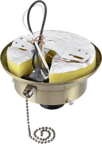 Vista 3 de Aspen Creative 22101-07-1 Kit de soporte de techo de montaje empotrado con interruptor de cadena de encendido/apagado en acabado de latón antiguo