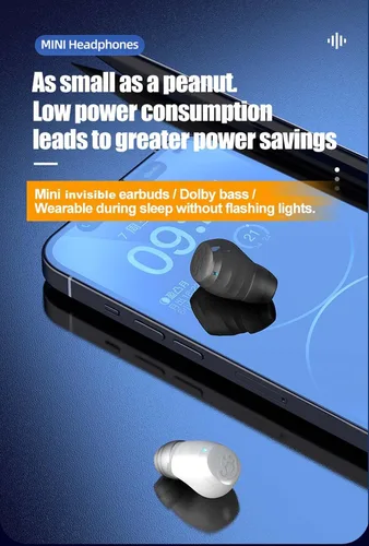 Vista 2 de Xmenha Mini auriculares invisibles pequeños Bluetooth inalámbricos más pequeños micro auriculares discretos para oídos pequeños canales auditivos