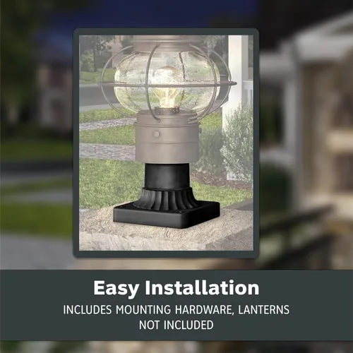 Vista 5 de Designers Fountain Base de luz de poste para exteriores, montaje de muelle de 5.75 pulgadas para terraza, porche y patio, aluminio fundido, negro