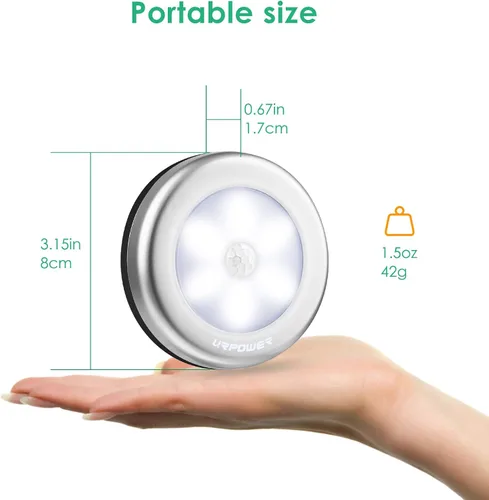 Vista 7 de URPOWER Luz de armario con sensor de movimiento, sensor de movimiento, funciona con pilas, luz nocturna en cualquier lugar, luz de pared