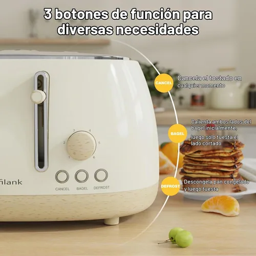 Vista 4 de Tostadora de 4 rebanadas, tostadora retro de acero inoxidable con ranuras extra anchas, funciones de cancelar, bagel y descongelar, panel de control