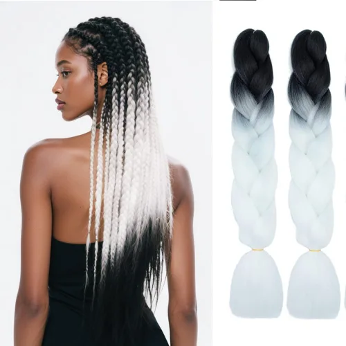 Vista 14 de 6 juegos de extensiones de cabello Kanekalon trenzado y sombreado, pelo de fibra sintética de alta temperatura de 24 pulgadas para trenzas crochet