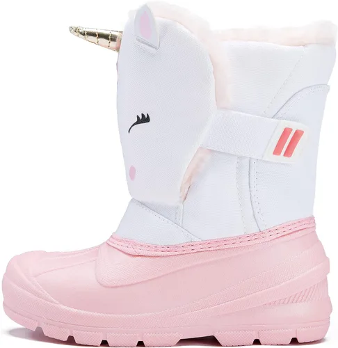 Vista 7 de MORENDL Botas de nieve para niños, impermeables, con forro de piel, cálidas, antideslizantes, para niños y niñas, para caminar al aire libre